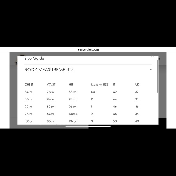 Size Guide Size Moncler Coat Mens Moncler Size Conversion Uk
